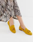 Asos Design Message Suede Tassel Loafers - Yellow