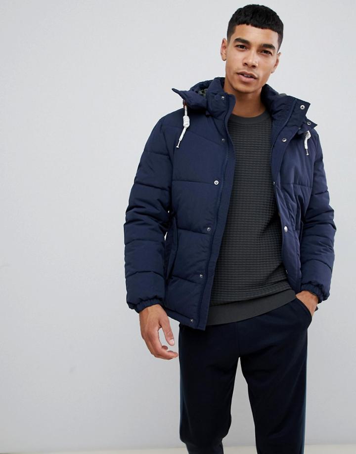 Jack & Jones Originals Padded Jacket With Removable Hood - Navy