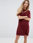 Asos Ultimate T-shirt Dress With Rolled Sleeves - Red