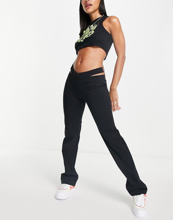 Weekday Ray Recycled Cut Out Pants In Black