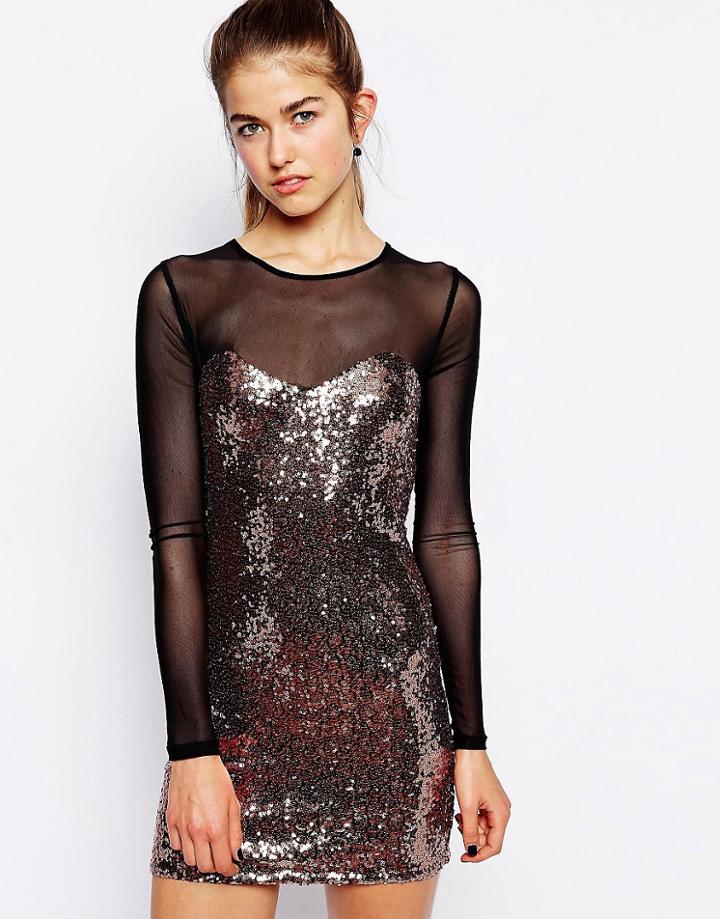 Wyldr Revolution Dress With Mesh Sleeves - Gold