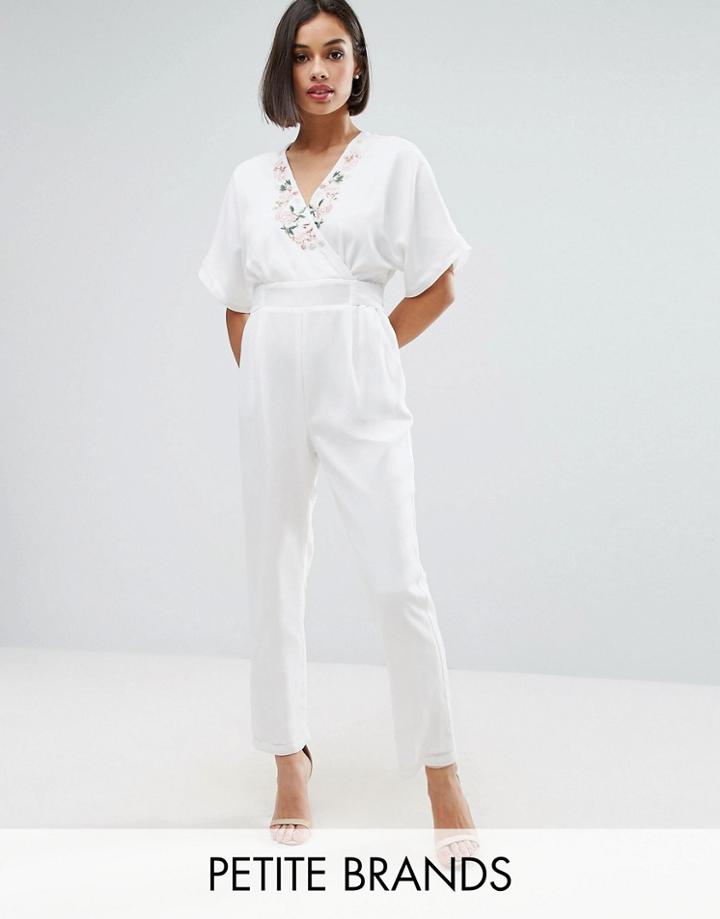 Uttam Boutique Petite Jumpsuit With Embroidery - Cream
