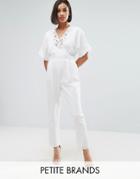 Uttam Boutique Petite Jumpsuit With Embroidery - Cream