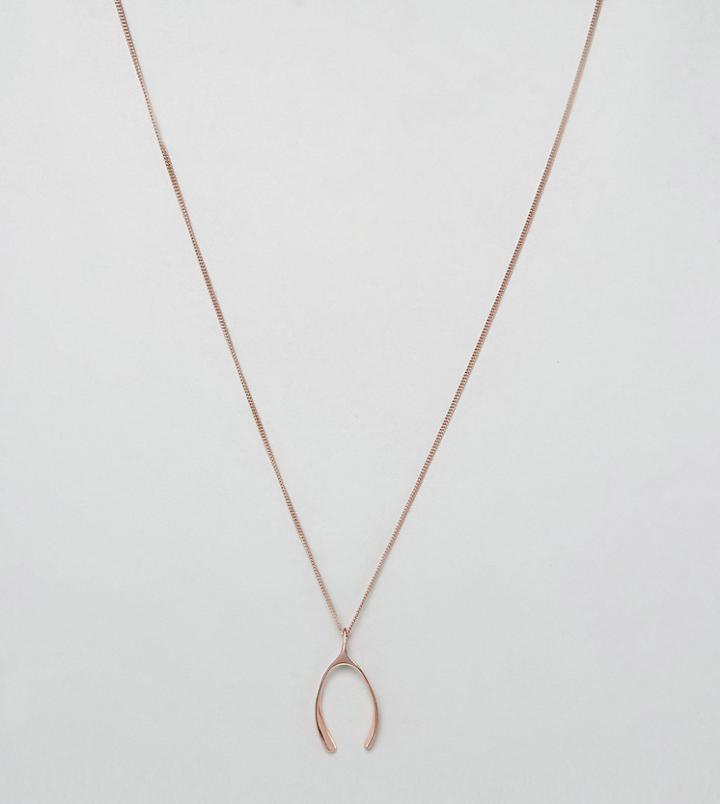 Katie Mullally Rose Gold Wishbone Necklace - Gold