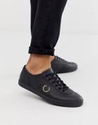 Fred Perry X Miles Kane Leather Sneakers In Black - Black
