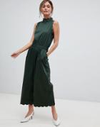 Ted Baker High Neck Scalloped Jumpsuit - Green