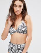 Asos Fuller Bust Mix And Match Mono Snake Print Hidden Underwire Bikini Top Dd-g - Snake Print