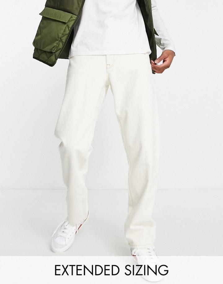 Asos Design Straight Jeans In Ecru-neutral