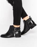 Asos Alarm Wide Fit Leather Ankle Boots - Black Box