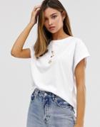 Stradivarius Jewelry Detail T-shirt In White