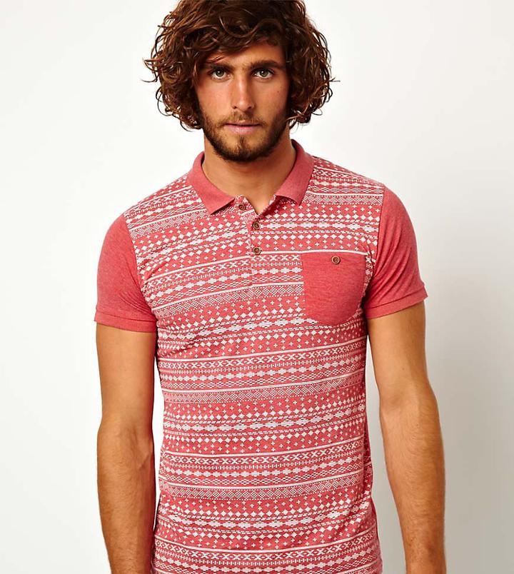 Brave Soul Geo-tribal Polo Shirt - Red