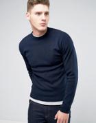 Only & Sons Knitted Sweater With Stepped Hem - Navy