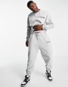 Asos Actual Oversized Sweatpants In Gray Heather With Printed Logo - Part Of A Set-white