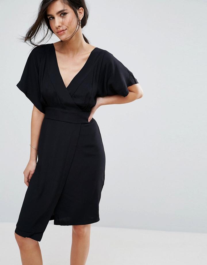 Closet London Wrap Dress - Black