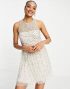 French Connection Elin Embellished Sequin Mini Dress In Cream-white
