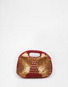 Raga Embellished Clutch Bag - Burgundy
