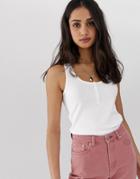 Asos Design Tank With Button Front In White