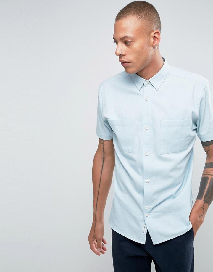 Bellfield Shirt In Bleached Denim In Regular Fit - Blue