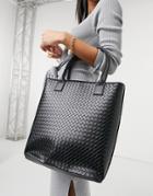 Truffle Collection Weave Tote Bag In Black