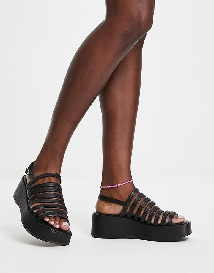 Monki Chunky Platform Strappy Sandal In Black