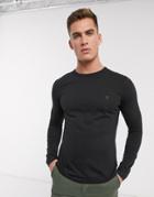 French Connection Essentials Long Sleeve Top With Logo-black