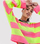 The Ragged Priest Fine Knit Sweater In Stripe - Pink