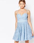Forever Unique Lace Mini Prom Dress With Sweetheart Neck - Blue