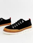 Asos Design Hiker Shoe In Black Faux Suede - Black