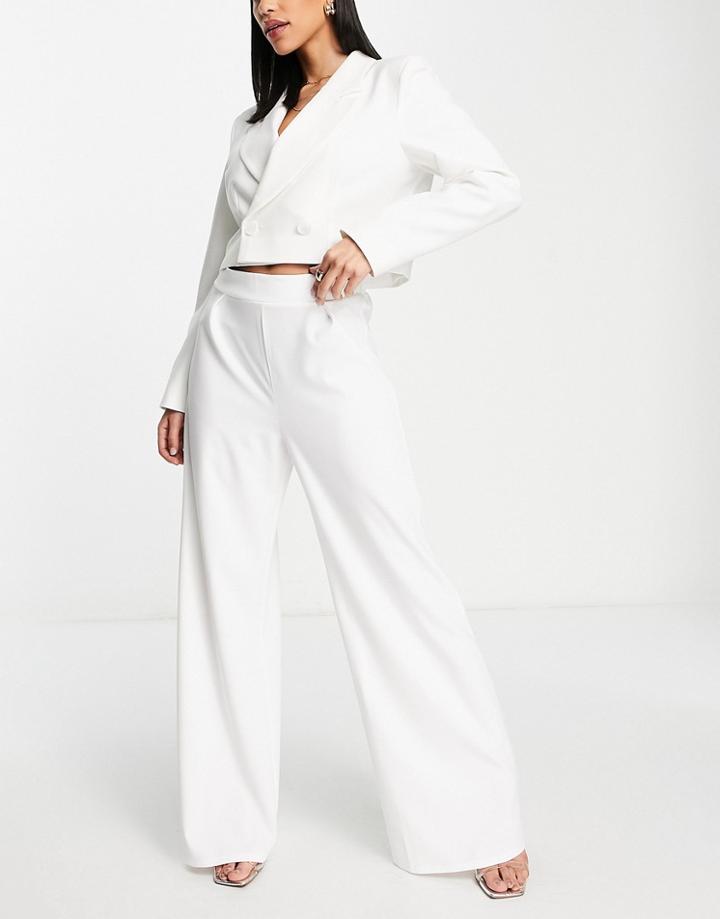 River Island Wide Leg Scuba Crepe Pants In White