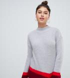 Missguided Color Block High Neck Sweater In Gray - Multi