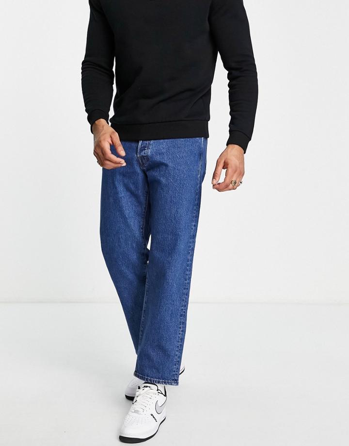 Selected Homme Kobe Wide Fit Jeans In Mid Blue