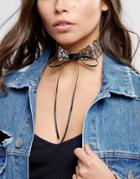 Asos Cut Out Lace Up Choker Necklace - Silver