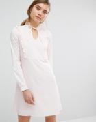 Vero Moda Ruffle Tie Neck Swing Dress - Pink