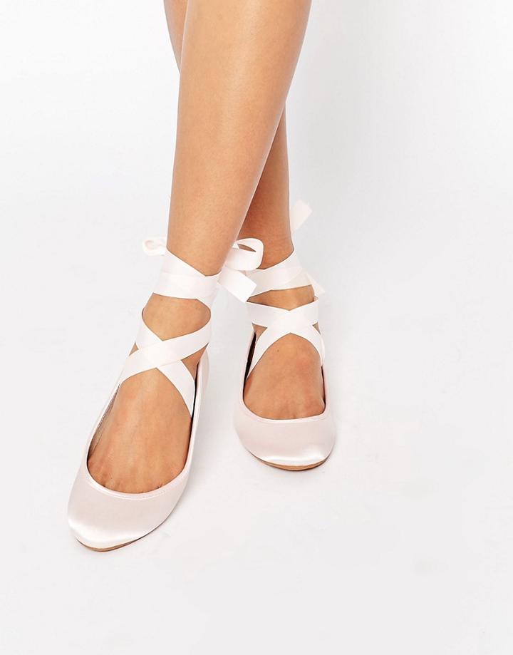 Asos Lydia Ribbon Ballet Flats - Beige