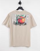 Asos Design Relaxed T-shirt In Beige With Citrus Back Print-neutral