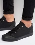Asos Lace Up Sneakers In Black With Rubber Detailing - Black