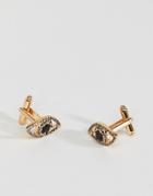 Asos Eye Cufflinks In Gold With Crystals - Gold