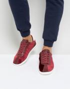 Asos Retro Sneakers In Burgundy Velvet - Red