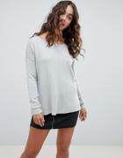 Noisy May Boatneck Lightweight Sweater - Gray