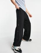 Asos Design Straight Leg Sweatpants With Snaps In Black