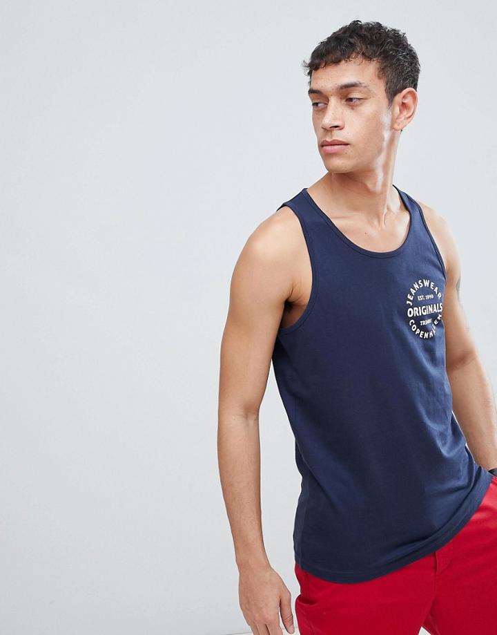 Jack & Jones Originals Tank With Chest Branding - Navy