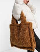Jayley Faux Shearling Large Shopper Bag In Tan-brown