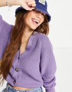 Monki Zeta Knit Cardigan In Purple