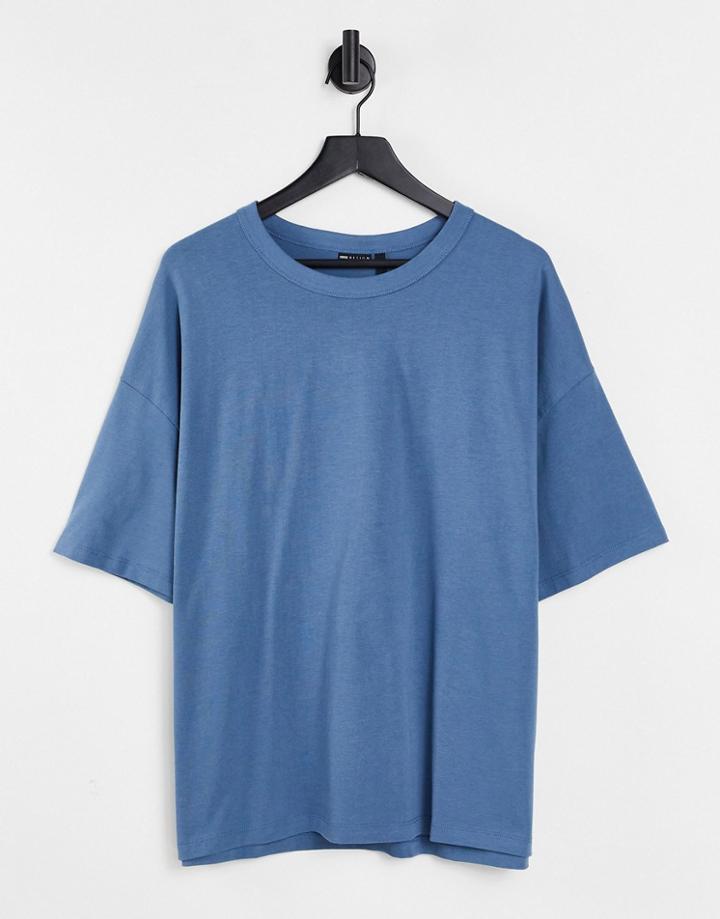 Asos Design Oversized Heavyweight T-shirt In Washed Blue-blues