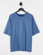 Asos Design Oversized Heavyweight T-shirt In Washed Blue-blues