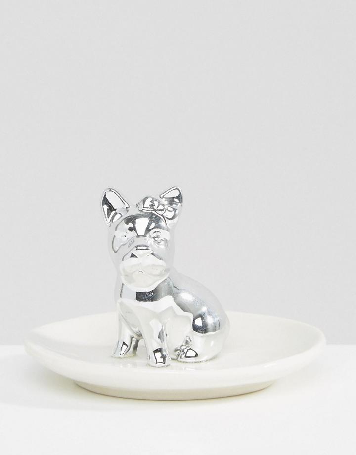 New Look Metallic Pug Jewelry Tray - White