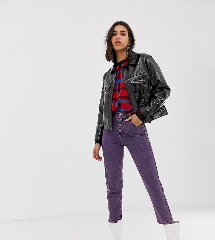 Stradivarius Str Mom Jean In Purple - Pink
