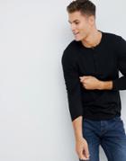 Asos Design Long Sleeve T-shirt With Grandad Neck In Black - Black