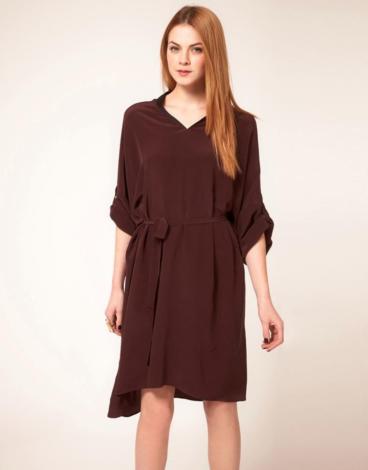 Unconditional Long Oversized Stand Up Collar Dress - Navy