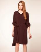 Unconditional Long Oversized Stand Up Collar Dress - Navy